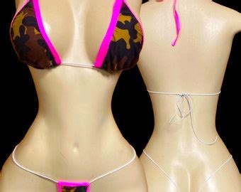 Camouflage Neon Pink Bikini Set Etsy