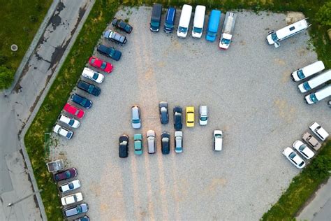 Premium Photo Aerial View Of Many Colorful Cars Parked On Parking Lot