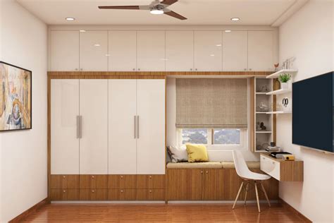 4 Door Persian Walnut And Frosty White Swing Wardrobe Design Livspace