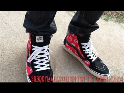 Vans Supreme Fuck Em Red Sk Hi Supreme Fe Review On Foot Youtube