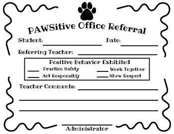 Positive Office Referral By PBIS IS MY JAM TPT