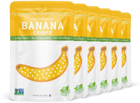 Natures Turn Freeze Dried Banana Crisps 34g 1 20oz Multipack 6 Ct