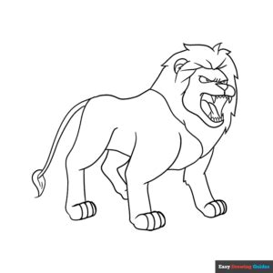 Lion Roaring Coloring Page | Easy Drawing Guides