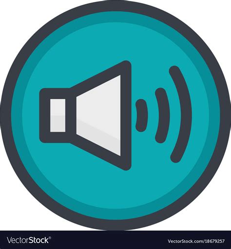 Icon of a sound on button in flat style Royalty Free Vector