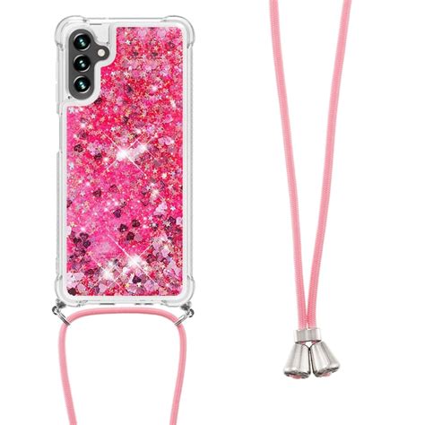 Köp Glitter Powder TPU Skal Halsband Samsung Galaxy A54 rosa online