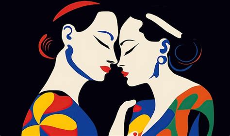 Premium Ai Image Illustration Lesbian Couple Kiss