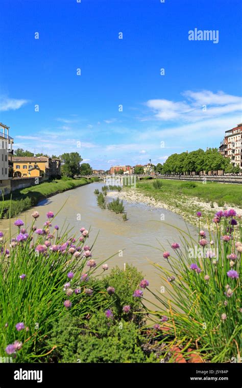 River Parma from Ponte di Mezzo, Parma, Emilia-Romagna, Italy, Europe ...