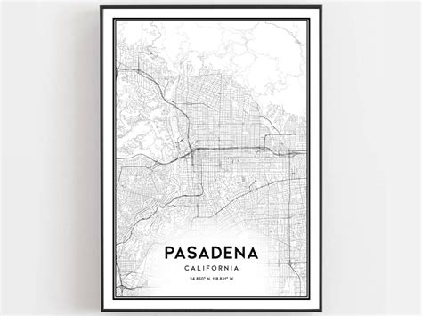 Pasadena Map Print, Pasadena Map Poster Wall Art, Ca City Map ...