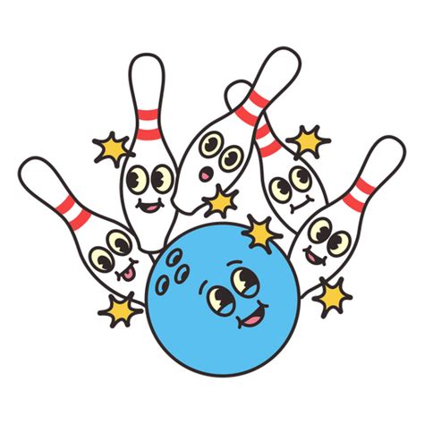 Bowling Retro Cartoon Ball Hitting Pins PNG SVG Design For T Shirts