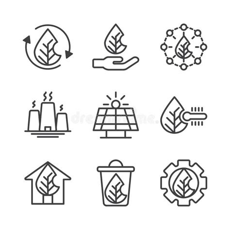 Ecology And Natural Icon Set Outline Include Recycle Tree Ecology