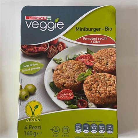 Despar Veggie Miniburger Bio Pomodori Secchi E Olive Review Abillion