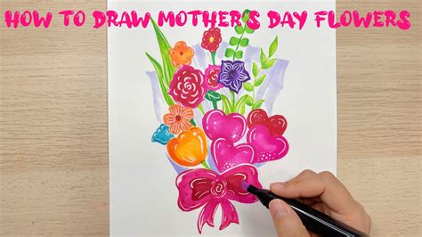 How To Draw Mother S Day Flower With Colorful Markers Easy And Fun For All Ages Youtube