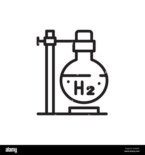 Chemical Industry H2 Color Line Icon Hydrogen Energy Isolated Vector Element Outline