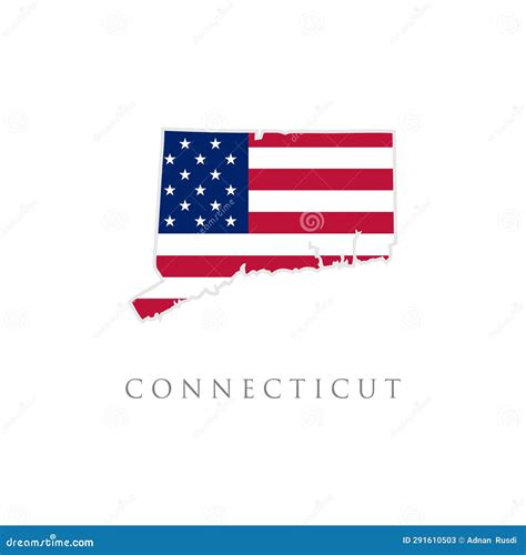 Shape Of Connecticut State Map With American Flag Vector Illustration