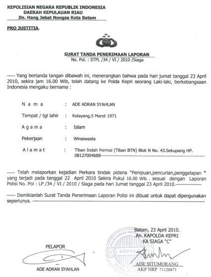 Detail Contoh Surat Laporan Polisi Koleksi Nomer