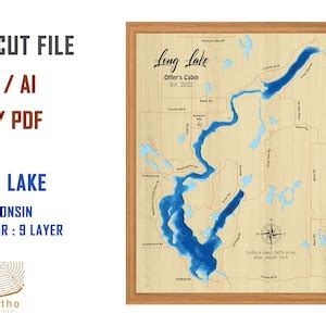 Digital File PDF SVG Long Lake Wisconsin Map Bathymetric Depth Layers