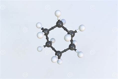 Molécula De Ciclo Hexano Modelo Molecular Isolado 3d Renderização