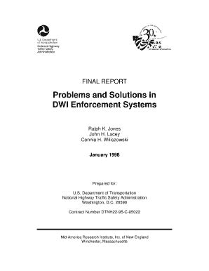 Fillable Online Nhtsa Problems And Solutions In Dwi Enforcement Systems