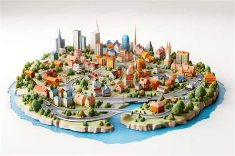 Premium Ai Image 3d Rendering Of Cartoon City Land Generative Ai