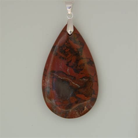 Pendentif Cabochon Jaspe Sanguine Goutte Agate Et Lune