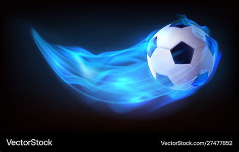 Football Balls Flying In Fire Falling In Flame Vector Image