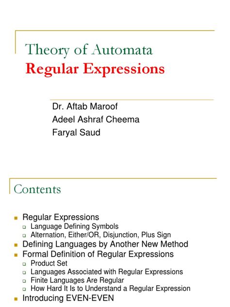 Theory Of Automata Regular Expressions Pdf Regular Expression