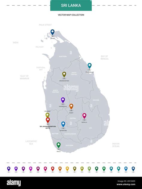 Carte Du Sri Lanka Avec Repères De Localisation Modèle Vectoriel Dinfographie Isolé Sur Fond