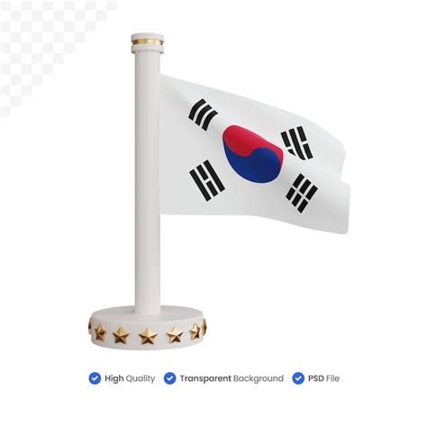 Premium PSD 3d Rendering South Korea Flag Isolated