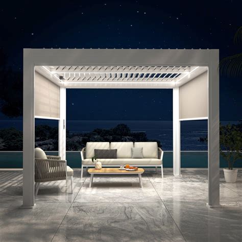 Pergola bioclimatique autoportée motorisée aluminium 3 x 3 m LED