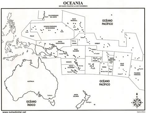 Mapa de oceania con division politica y nombres - Imagui