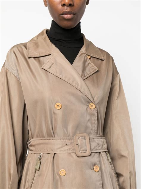 Prada Pre Owned 2000s Double Breasted Belted Trench Coat Neutrals Farfetch