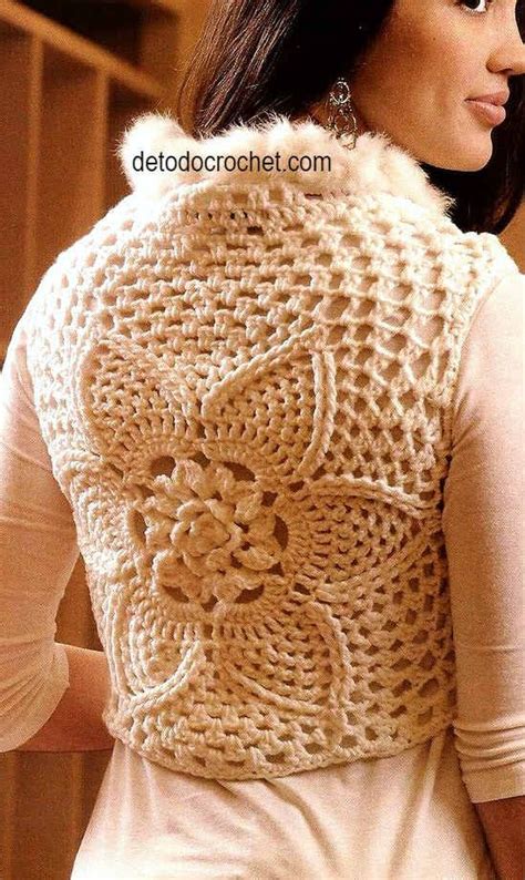 Patrones De Bolero Crochet Con Flor En La Espalda Paso A Paso