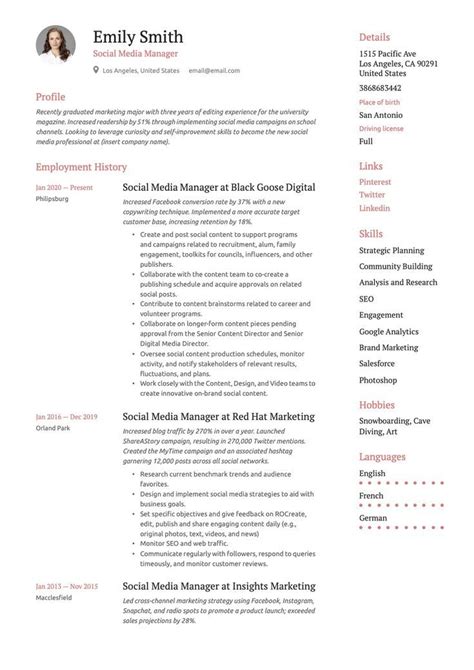 Social Media Manager Resume Guide Artofit