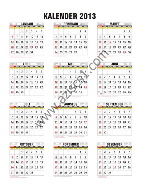 Template Kalender 2013 lengkap dengan Tanggal Arab dan Jawa - Blog azis