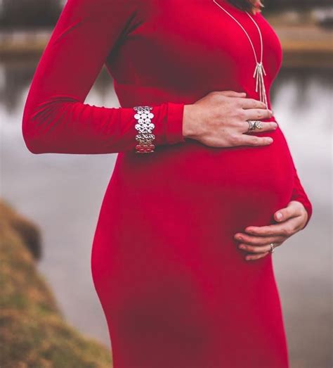 Fitted Maternity Gown Long Sleeve Flare Style Elegant Dress Fitted