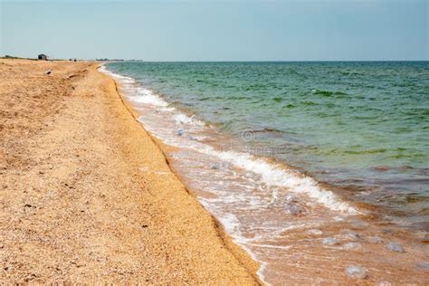 Summer Evening On A Beach Of Azov Sea In Summer Stock Image Image Of