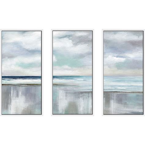 Rosecliff Heights Cyan Sunrise Nan 3 Piece Floater Frame Print Set On Canvas Wayfair