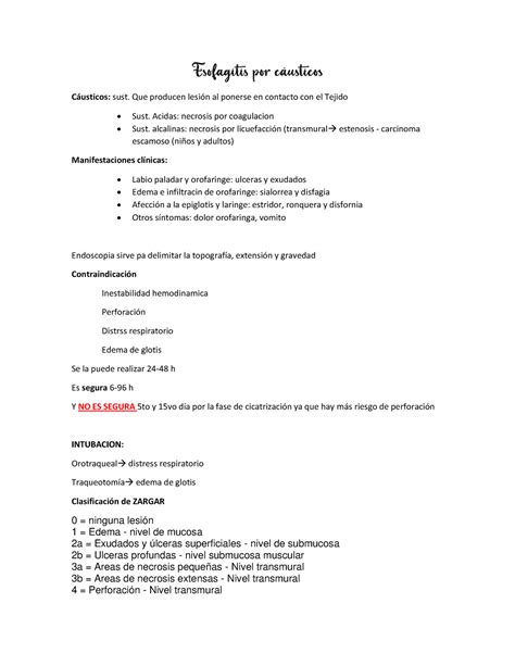 Esofagitis por cáusticos megaresumen Esofagitis por custicos C