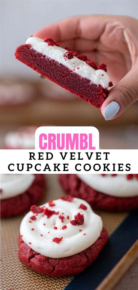 Easy Crumbl Red Velvet Cupcake Cookies Recipe Crumble Cookie Recipe Cookie Bakery Fun