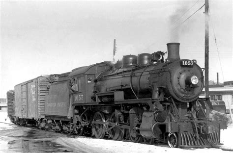 Well-known Canadian Pacific D10g 4-6-0 1057 is pictured working in regular freight service at ...