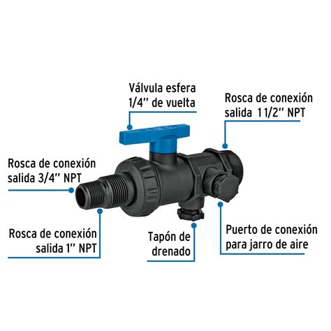 Multiconector polipropileno para tinaco con válvula Foset