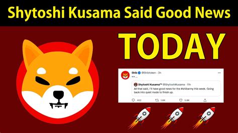 Shib Inu Coin Shytoshi Kusama Said Big News Coming This Week