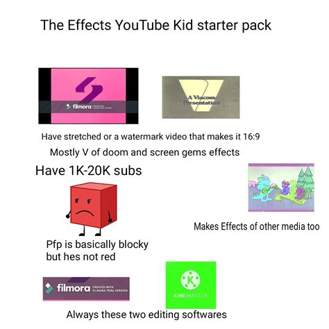 Effects Youtube Kid Starter Pack Rstarterpacks Starter Packs