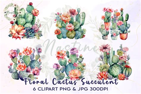 Cactus Succulent Watercolor Clipart Graphic By Nastine · Creative Fabrica