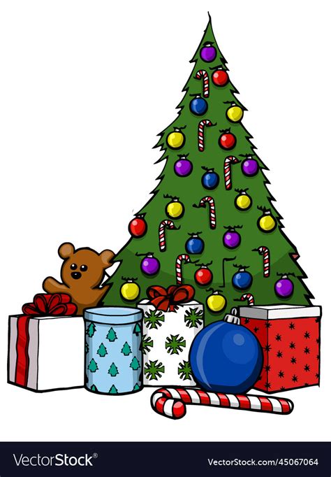 Christmas tree with wrapped gifts Royalty Free Vector Image