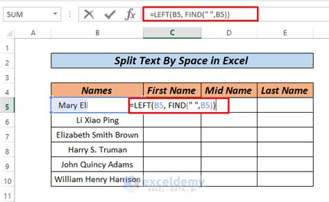 How To Split Text By Space With Formula In Excel 5 Ways Exceldemy