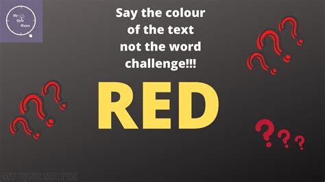 Say The Color Not The Word Game Challenge Say The Colour Of The Text But Not The Word