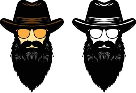 Bearded Man Wearing A Hat Front View Vector Illustration Long Bearded