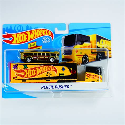 Hot Wheels Pencil Pusher Hauler Bus Included 2018 50th Anniversary