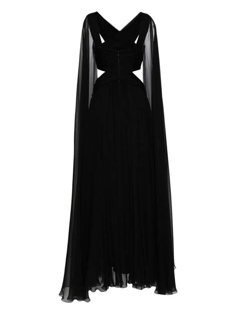Zuhair Murad Silk Chiffon Cape Gown Black Farfetch